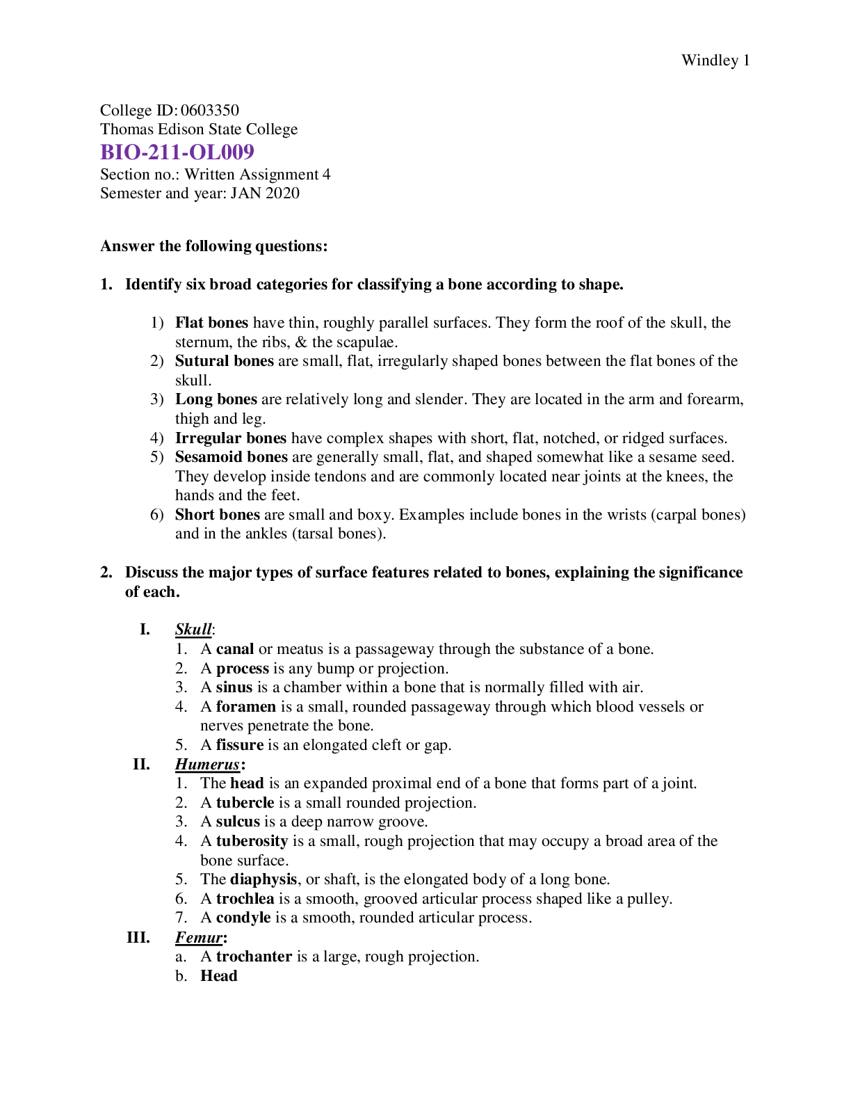Preview of Thomas Edison State College - BIO 211BIO-211-OL009-WA4. Questions and Answers. 100% Correc