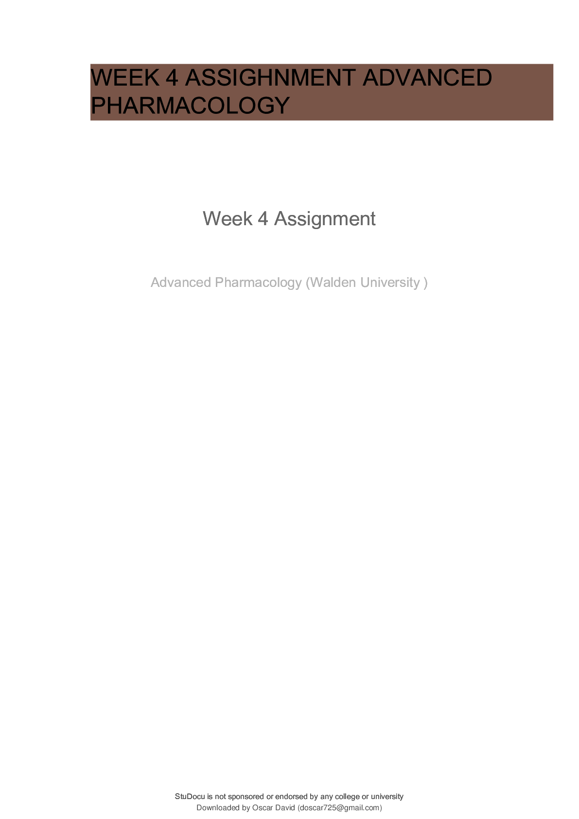 Preview image for Week 4 Assignment Pharmacotherapy for Gastrointestinal and Hepatobiliary Disorders
