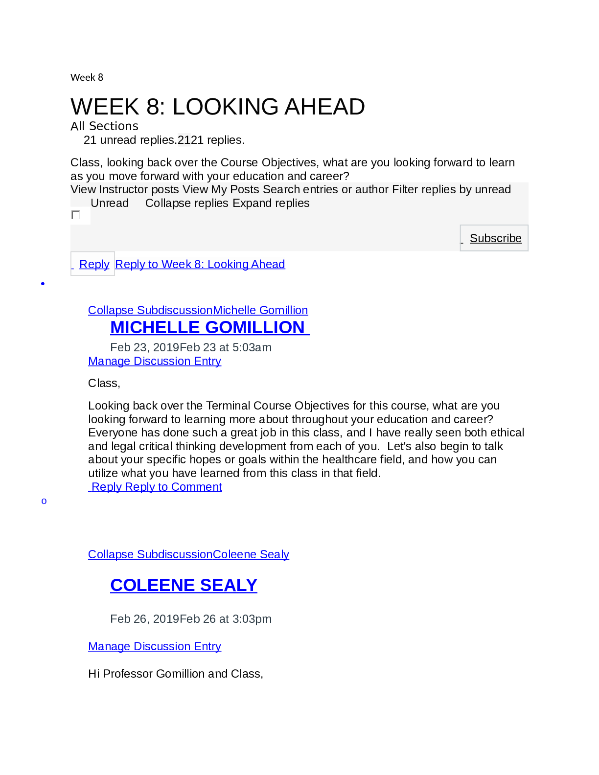 Preview image for HSM 542 Health Rights And Responsibilities - HSM 542 Week 8 Discussion: Looking Ahead 100%