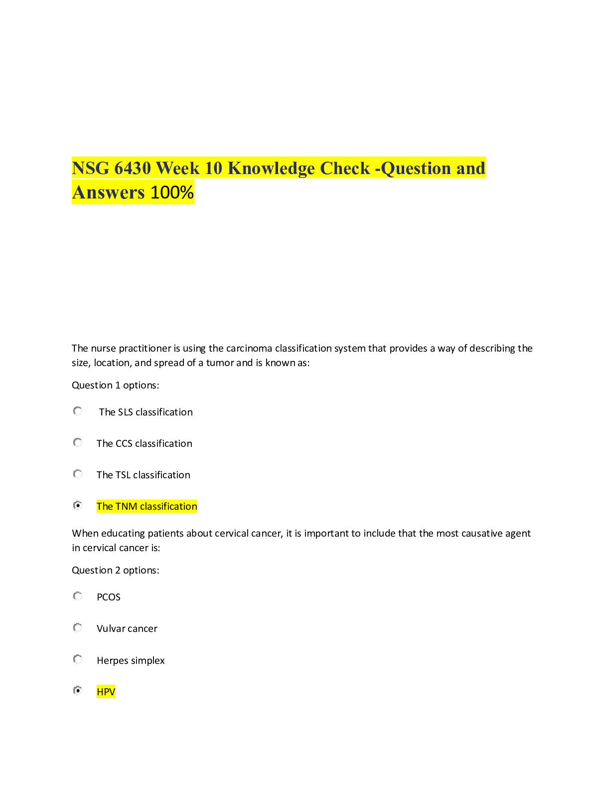 Preview image for NSG 6430 Week 10 KC 1/ download to score an A