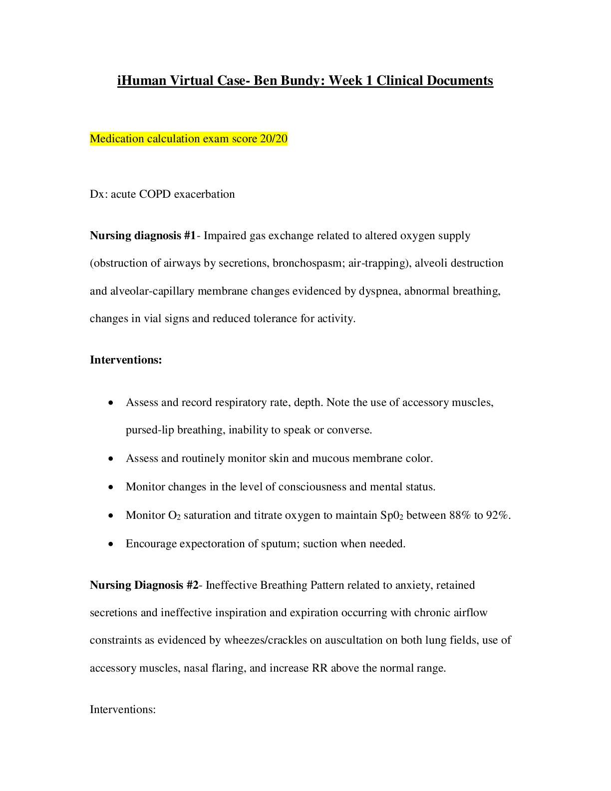 Preview image for iHuman Virtual Case- Ben Bundy: Week 1 Clinical Documents